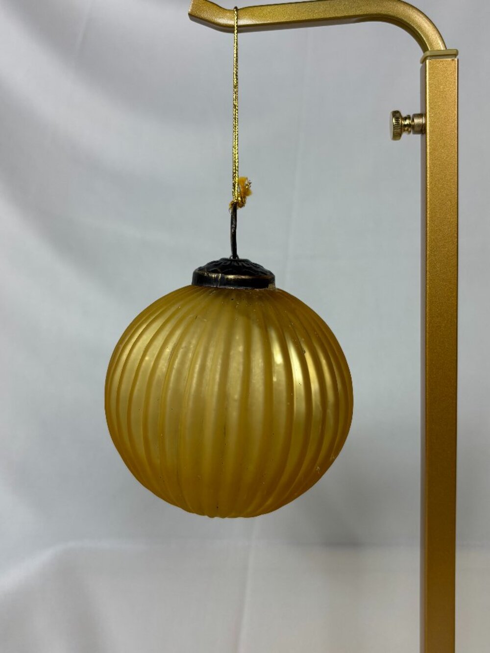 Vintage Gold Kugel Style Ribbed Glass Christmas Ornaments Set of 4